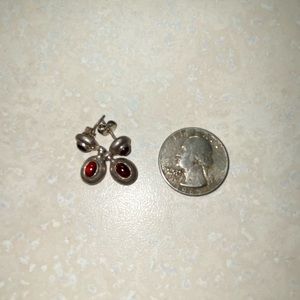 Red garnet sterling silver earrings